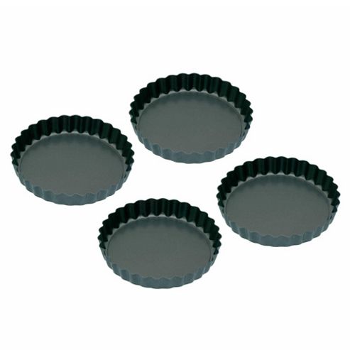 Image of Kitchen Craft Non-stick Mini Fluted Flan Tins, Set Of 4