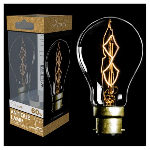 Image of 60w - Crystalite - Antique - Ps60 Gls - Bc - Clear - Z Shape Filament - 1 Pk Acetate Box