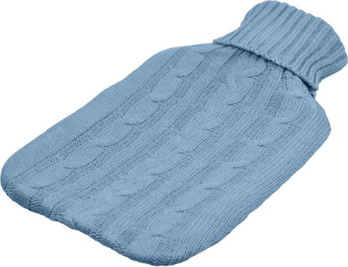 Image of Harbour Housewares Full Size Hot Water Bottle With Knitted Cover - Baby Blue