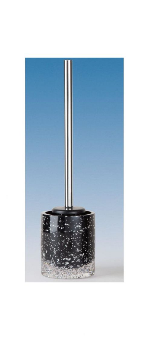 Image of Sanwood Glitter Toilet Brush Set In Black And Silver