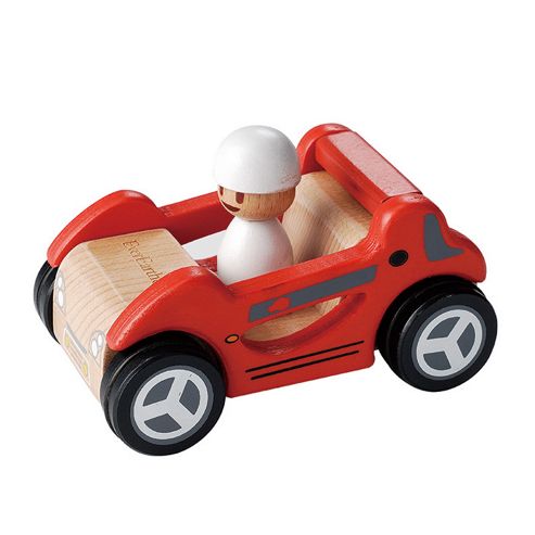 Image of Everearth Traditional Wooden Toy Red Sports Car For 36m+
