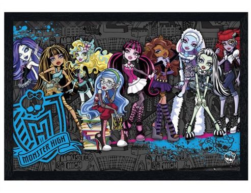 Image of Black Wooden Framed Monster High Ghoul Friends Forever Poster