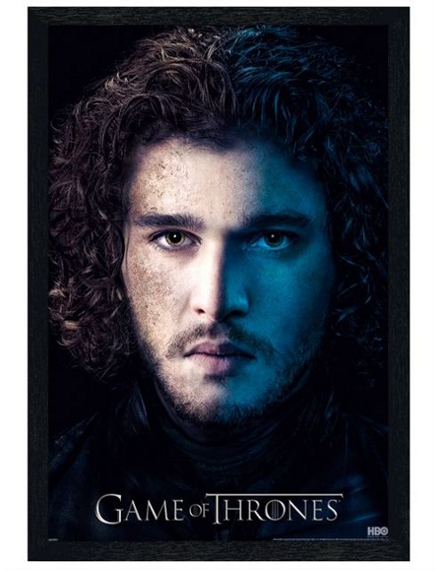 Image of Black Wooden Framed Game Of Thrones Jon Snow Poster