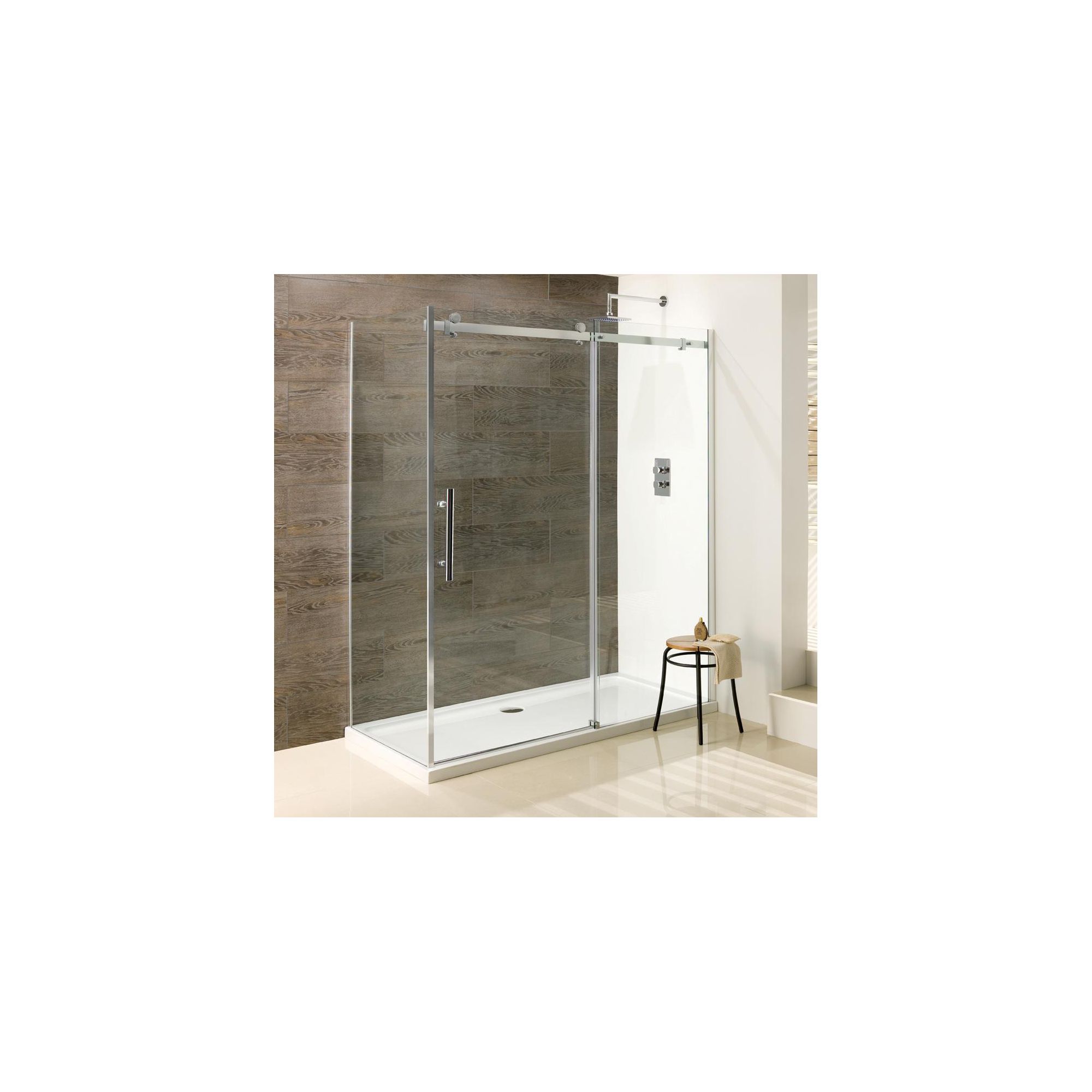 Duchy Deluxe Silver Sliding Door Shower Enclosure with Side Panel 1700mm x 900mm (Complete with Tray), 10mm Glass at Tesco Direct