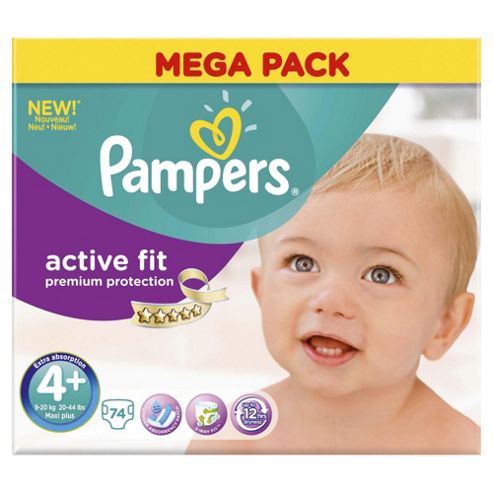 Image of Pampers Active Fit Size 4+ Mega Pack - 74 Nappies