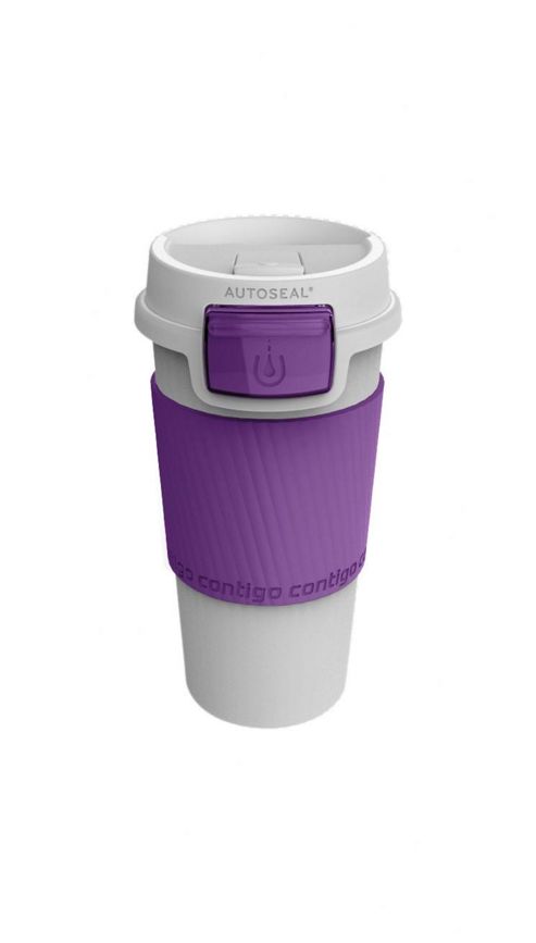 Image of Premier Housewares Contigo Morgan 9cm Thermo Plastic Autoseal Mug - White And Lilac
