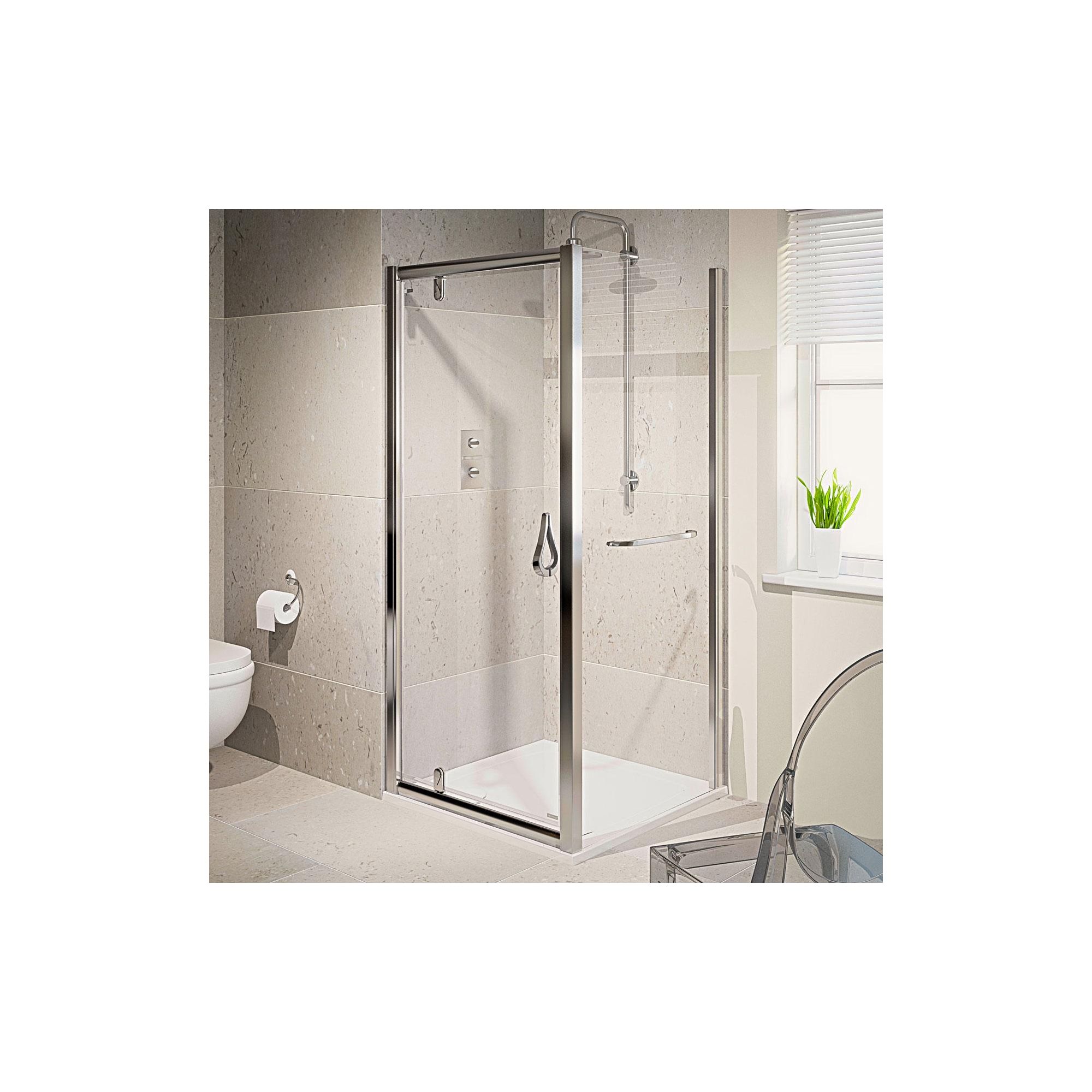 Aqualux AQUA6 Pivot Shower Door, 800mm Wide, Polished Silver Frame, 6mm Glass at Tesco Direct