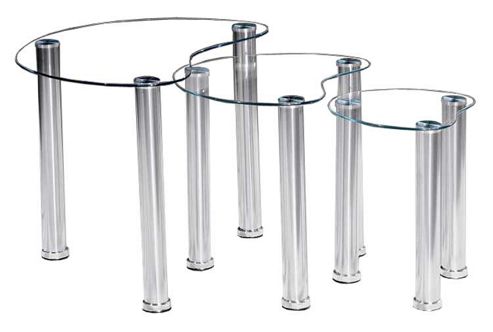 Image of Valufurniture Heart Nest Tables Clear And Chrome