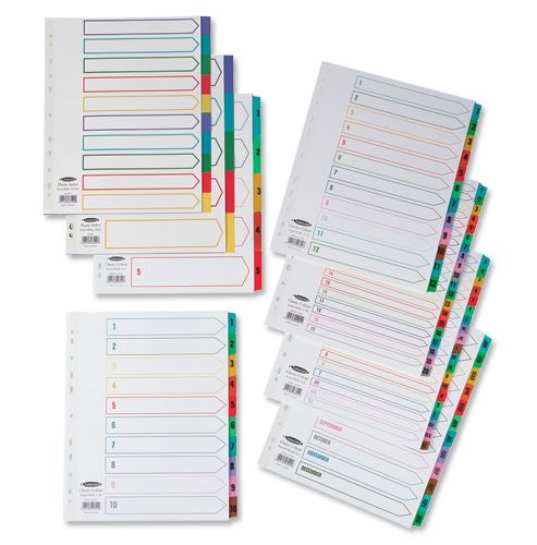 Image of Concord Punched Pocket Index Multicolour Tabbed Europunched