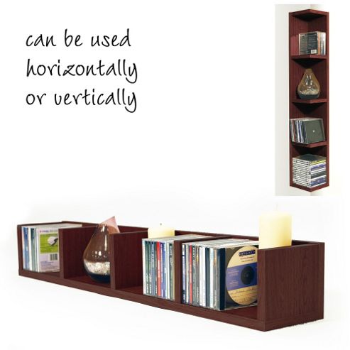 Image of Cd / Dvd / Blu-ray / Video Media Wall Storage Shelf - Dark Oak