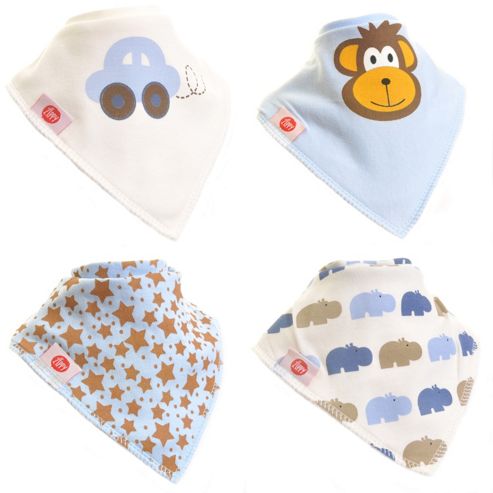 Image of Zippy Boys Cute Bandana Dribble Bibs, 4 Pack, One Size