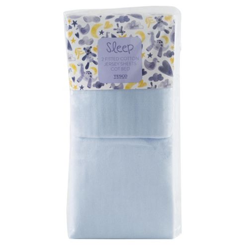 Image of Tesco Cot Bed 2 Fitted Sheets, Blue