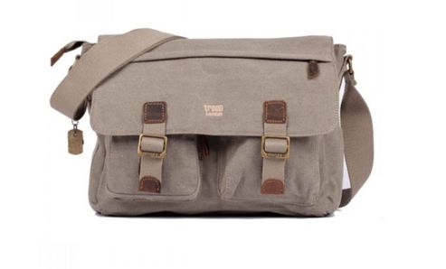 Image of Trp0270 Troop London Heritage Large Canvas Messenger Bag Brown