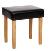 Home Essence Faux Leather Stool - Black - Light Wood