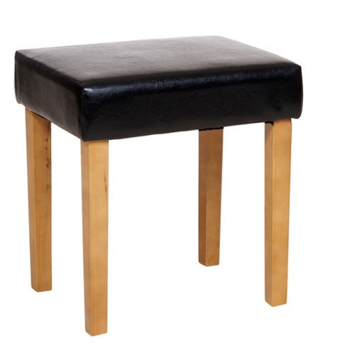 Image of Home Essence Faux Leather Stool - Black - Light Wood