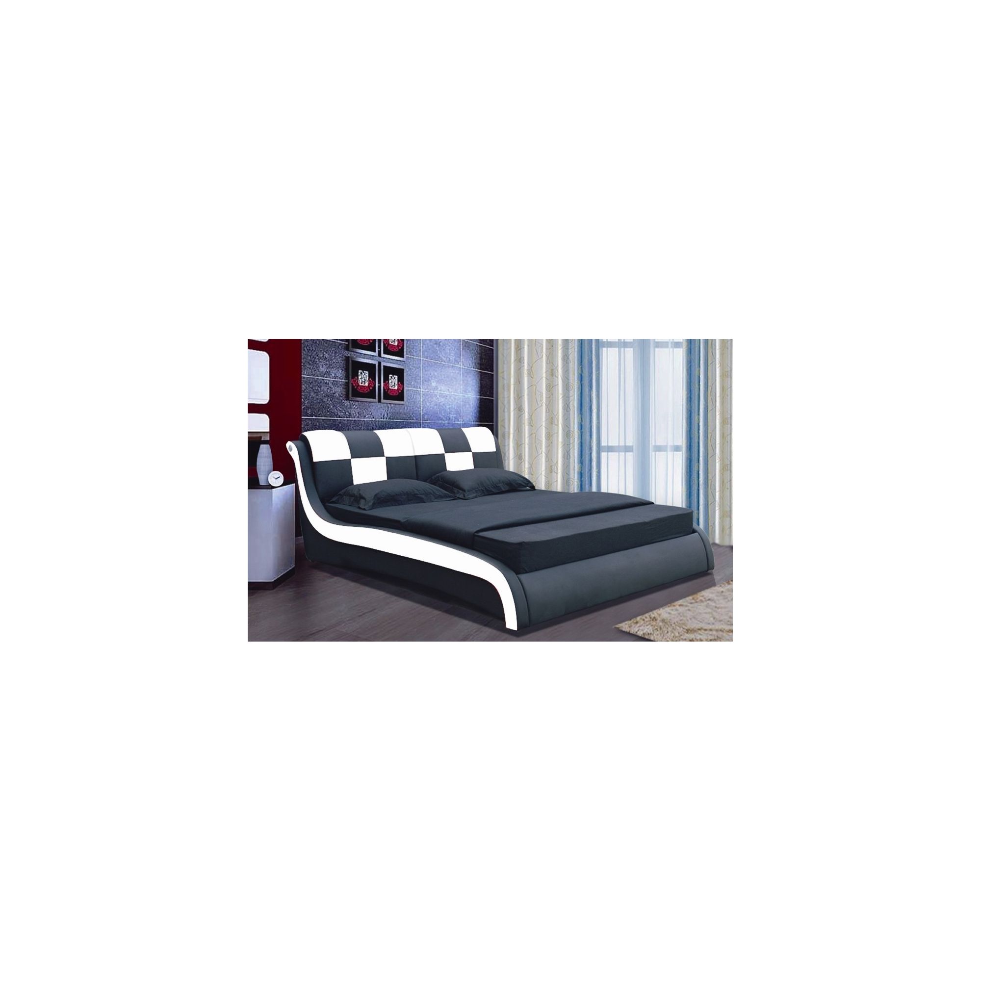 Giomani Designs Designer Check Bed - White / Black - King at Tesco Direct