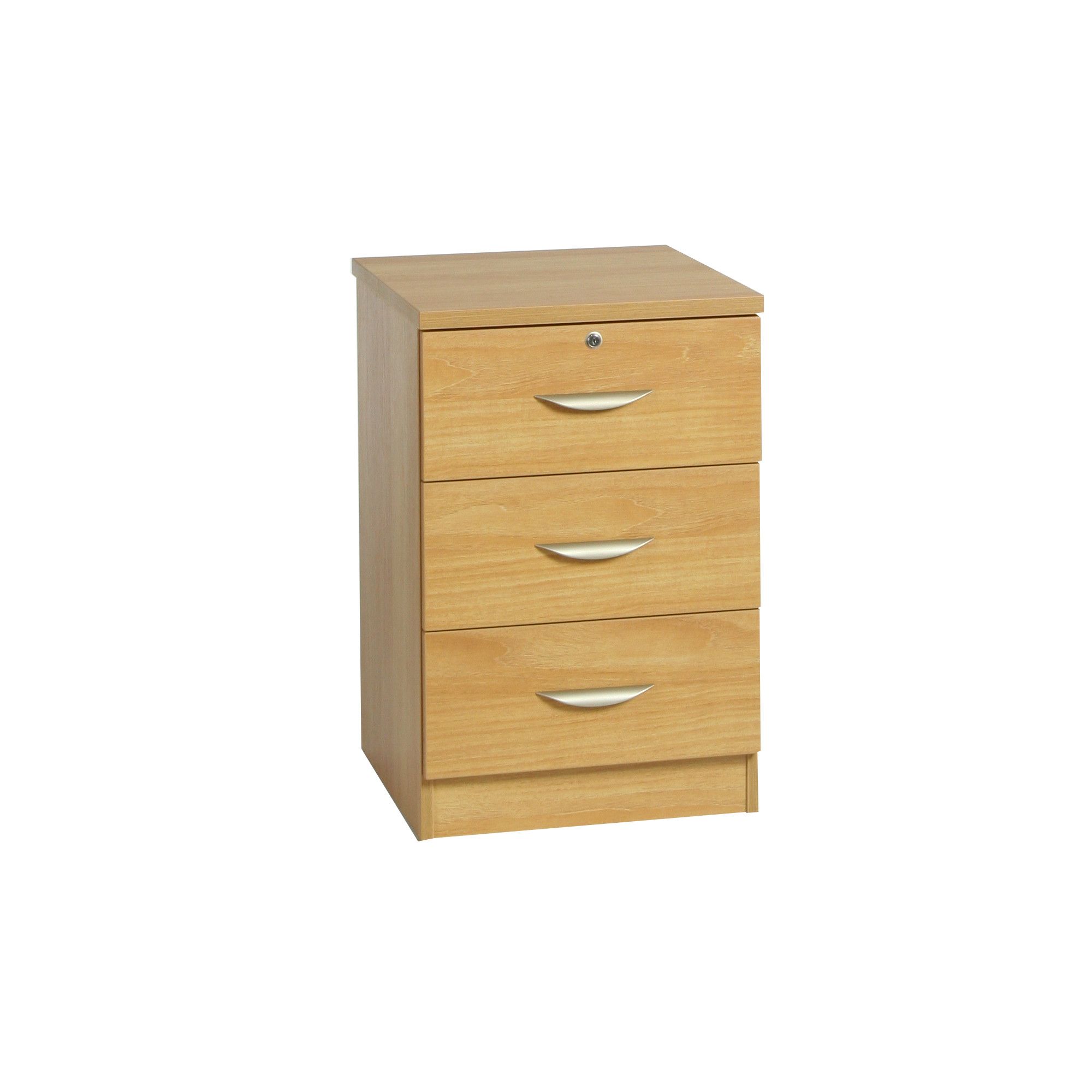 Enduro Three Drawer Wooden Pedestal / Audio Visual Unit - Warm Oak at Tesco Direct