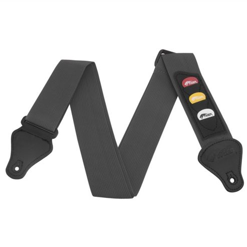 Image of Grey Guitar Strap With Pick Holder