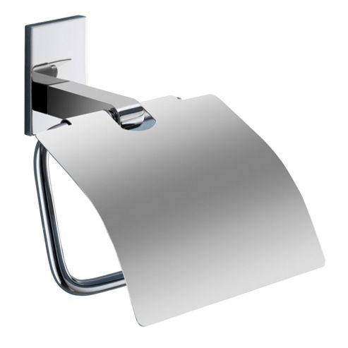 Image of Gedy Maine Toilet Roll Holder In Chrome With Flap