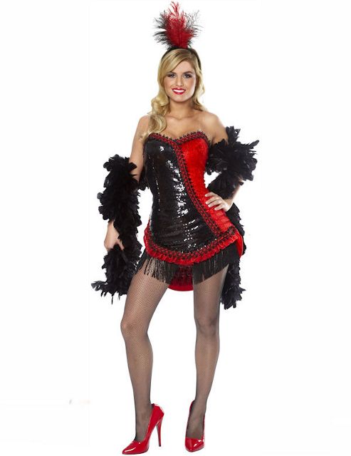 Image of Adult Moulin Rouge Showgirl Fancy Dress Costume