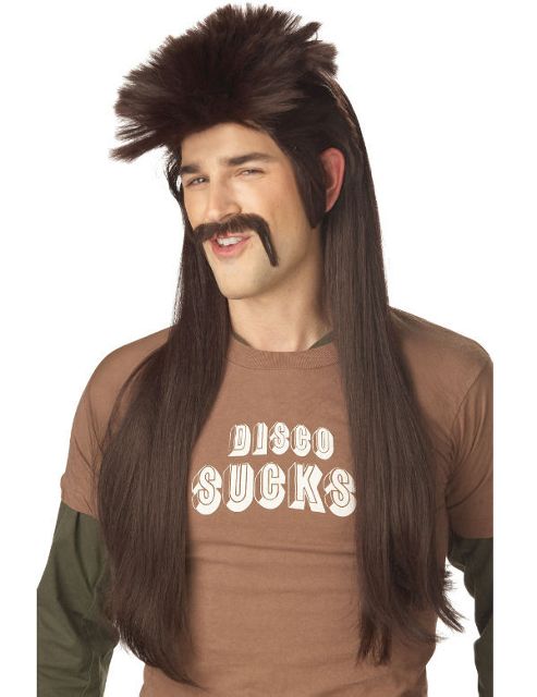 Image of Adult Mississippi Mud Flap Brown Wig And Moustache