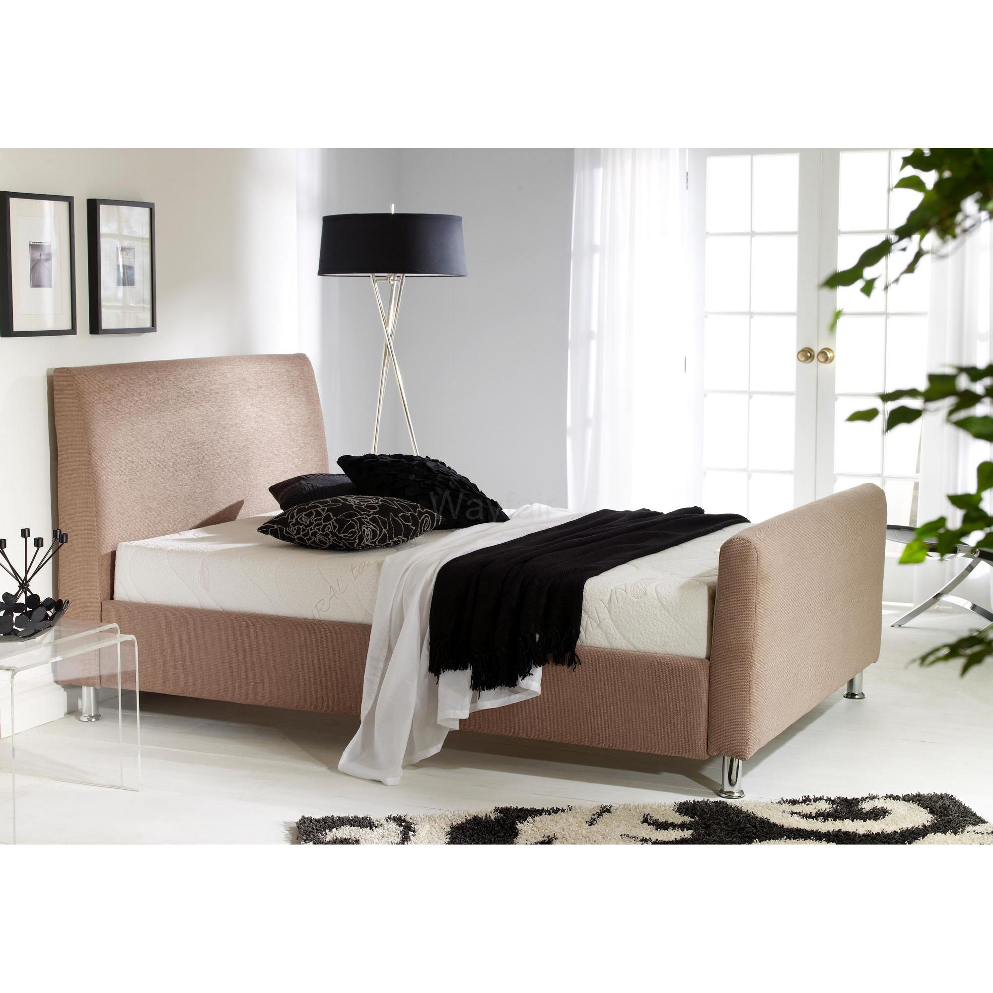 MA Living Kamli Bed - Double - faux leather Brown at Tesco Direct
