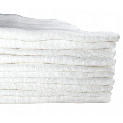 Image of Babe-equip White 100% Cotton Muslin Squares Baby Muslins 10 Pack