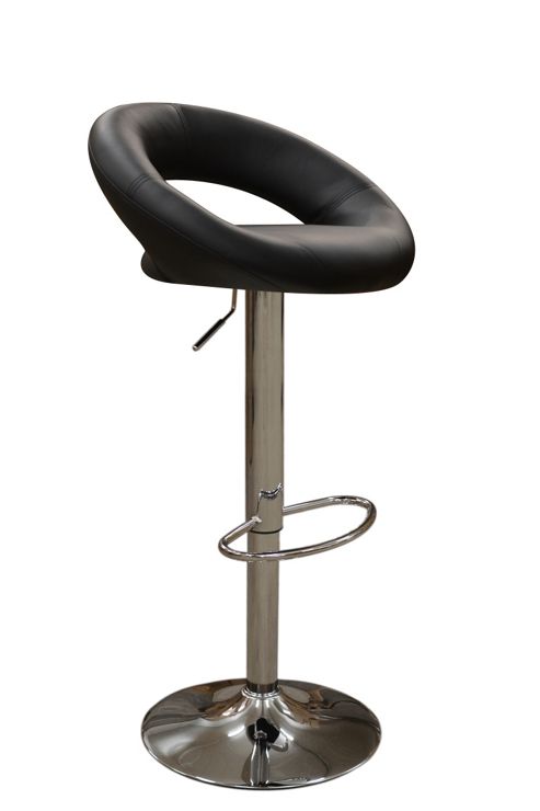 Image of Eclipse Black Faux Leather Swivel Bar Stool