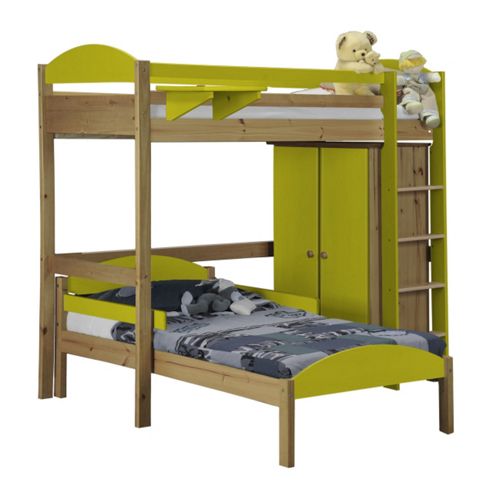Image of Maximus L Shape High Sleeper Set 1 Antique With Lime Details