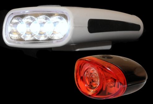 Image of Black Widow Solar Flare Front And Defender Rear Light Set. (front Light Is Solar Power And Usb Rechargeable. Rear Is 3 Led)