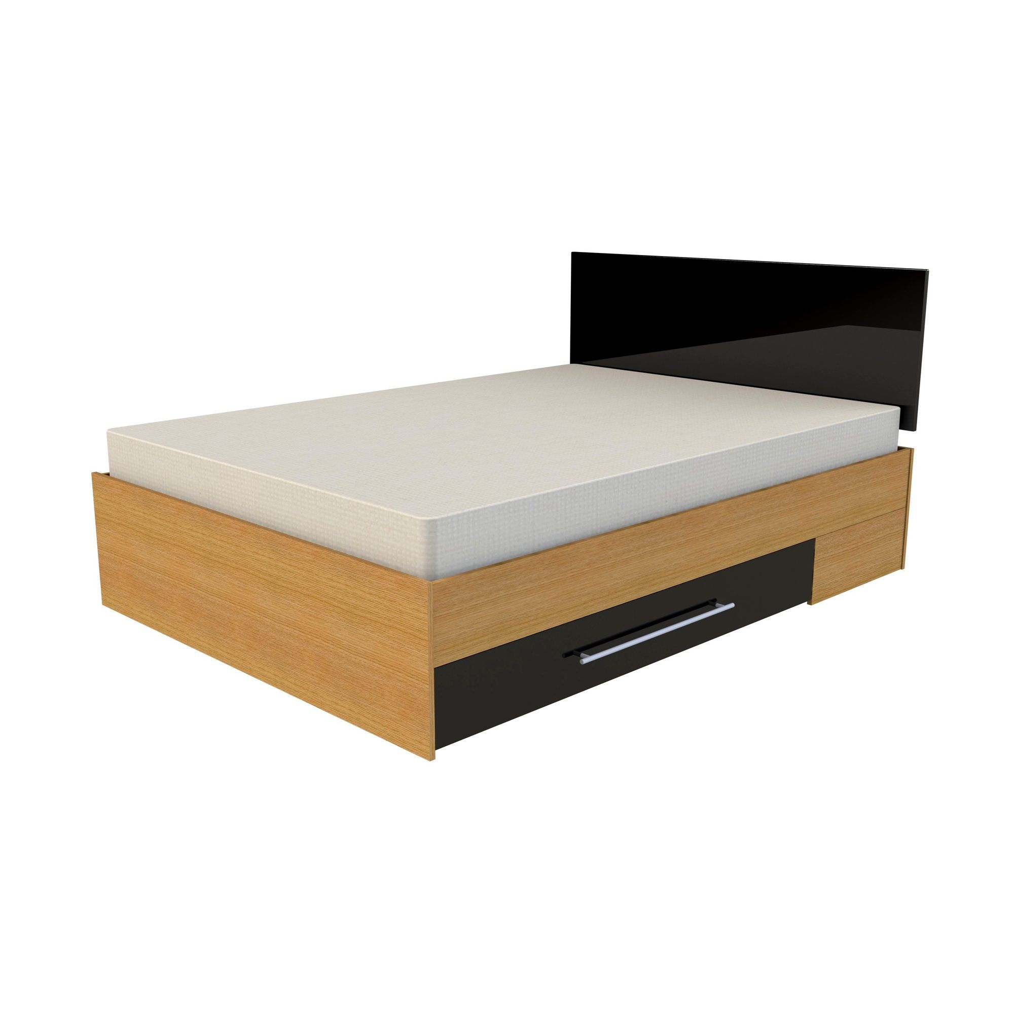 Ashcraft Modular Storage Double Bed - Oak With Black Gloss at Tesco Direct