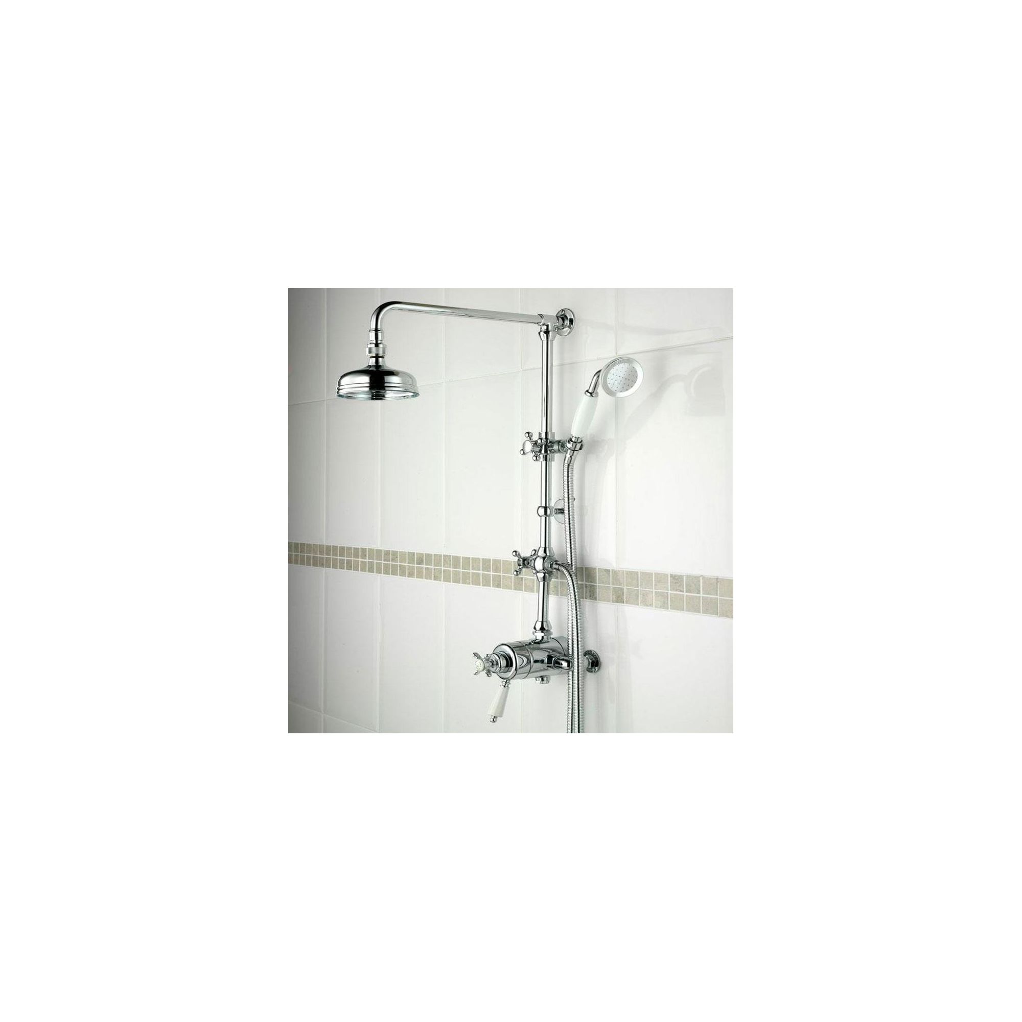 Bristan 1901 Thermostatic Surface Mounted Shower with Rigid Riser and Divertor to Shower Handset Chrome Plated at Tesco Direct