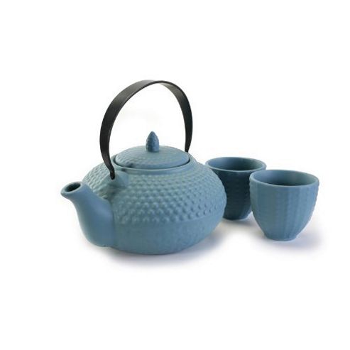 Image of Bia Oriental Hobnail Teapot With 2 Cups, Mizu Blue