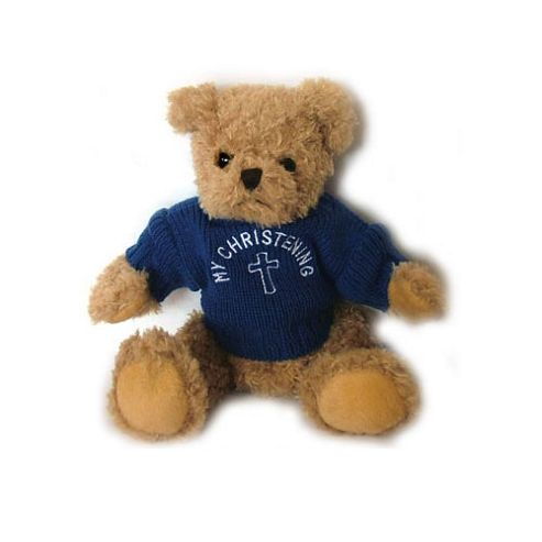 Image of My Christening Bear With Blue Guernsey Sweater