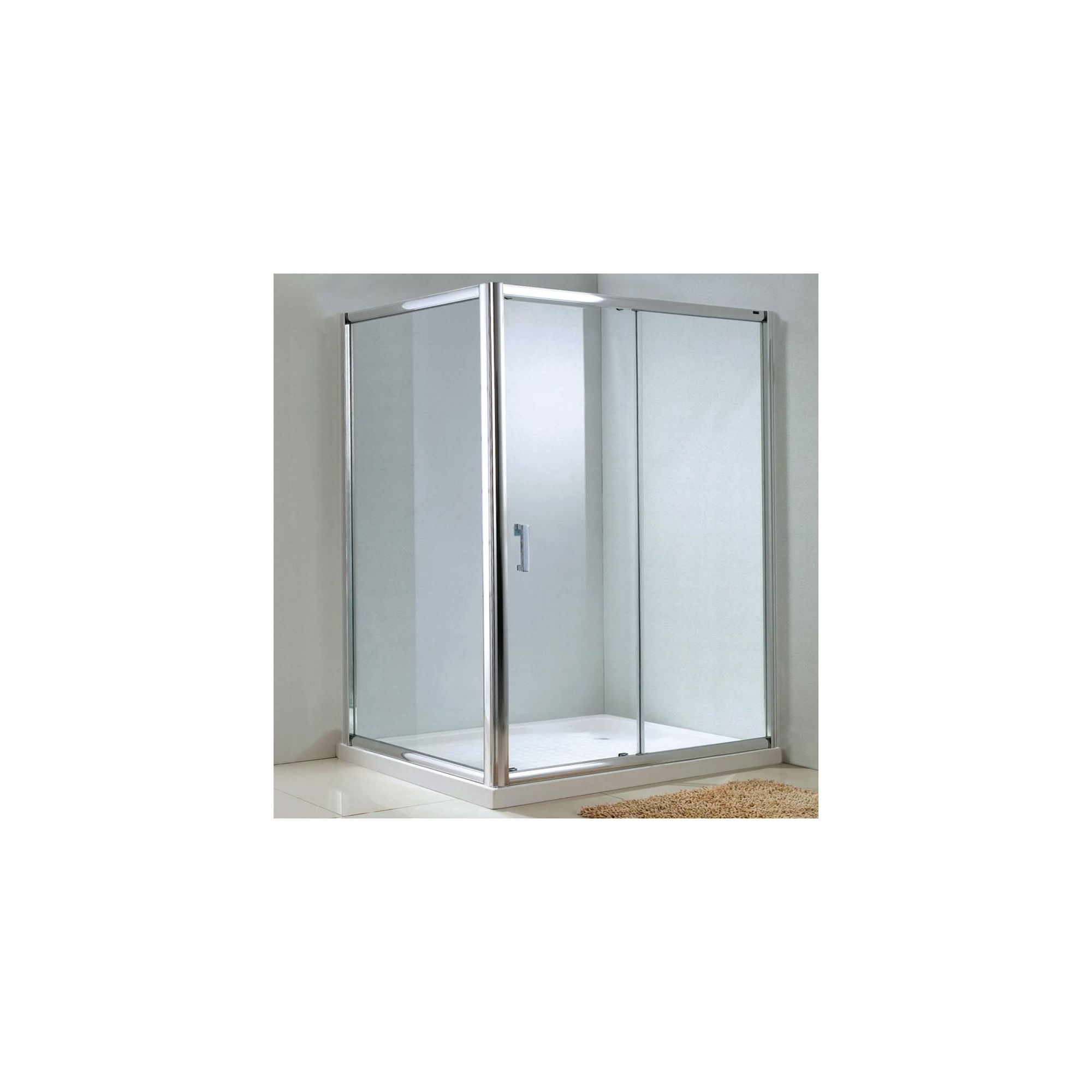 Duchy Style Single Sliding Door Shower Enclosure, 1000mm x 700mm, 6mm Glass, Low Profile Tray at Tesco Direct