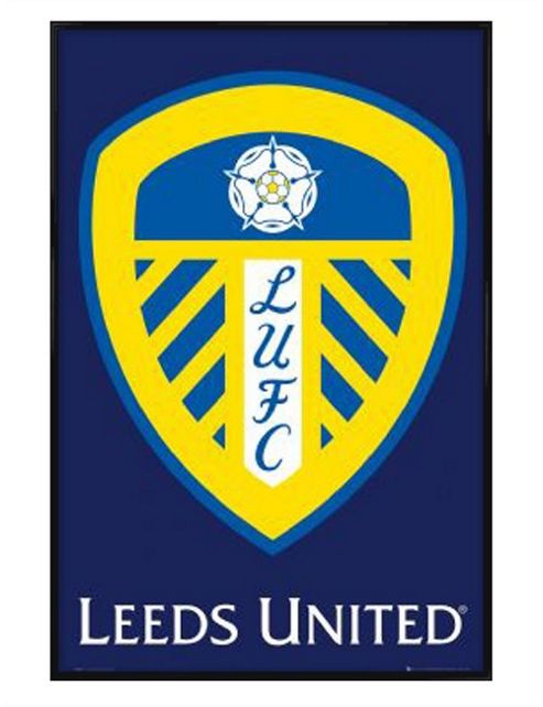 Image of Leeds United Football Club Gloss Black Framed The Club Crest Of Elland Road Lufc Poster