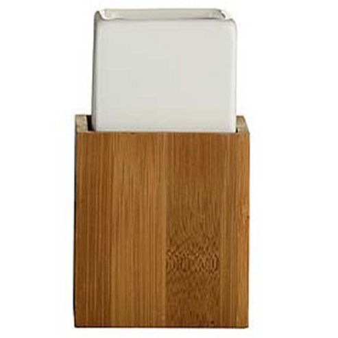 Image of Wood + Ceramic Bathroom Tumbler / Pot