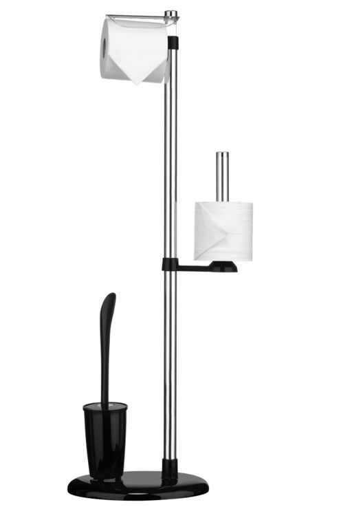 Image of Premier Housewares Toilet Brush And Roll Holder - Black