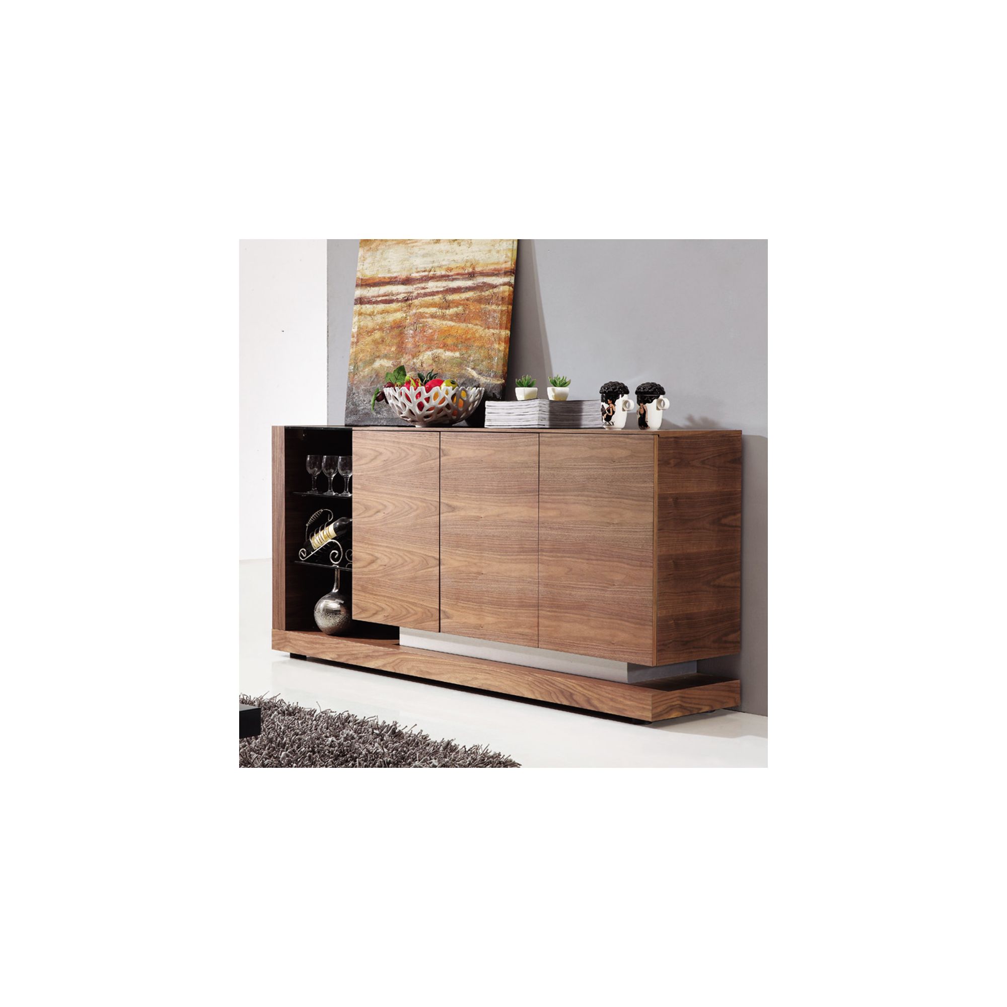 Giomani Designs Walnut Glass Sideboard at Tesco Direct