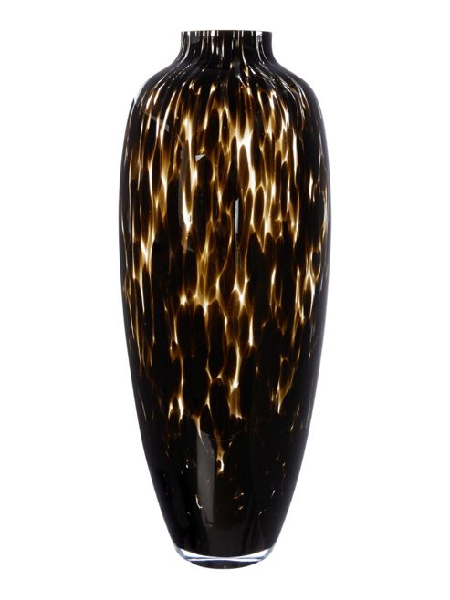 Image of Linea Glass Leopard Style Tall Vase In Black