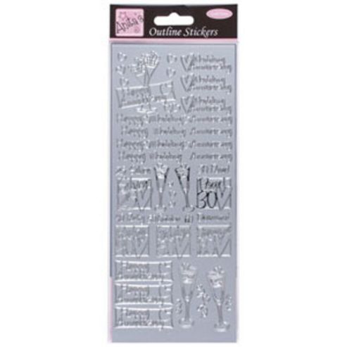 Image of Outline Stickers Wedding Anniversary Silver