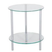 LEVV Sierra 2 Tier Clear Glass Lamp Table