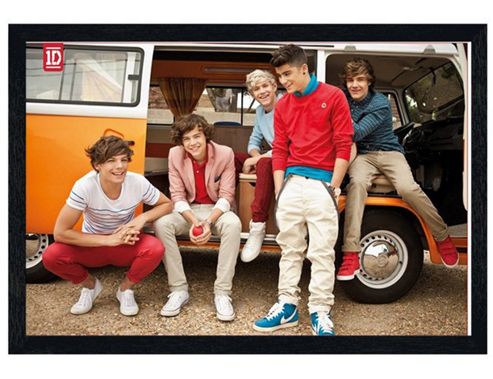 Image of One Direction Black Wooden Framed Camper Van Boys 1d Poster