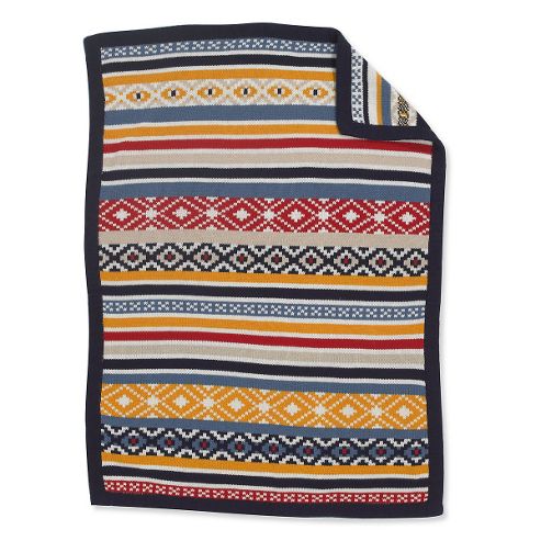 Image of Mothercare Blue Aztec Knitted Blanket