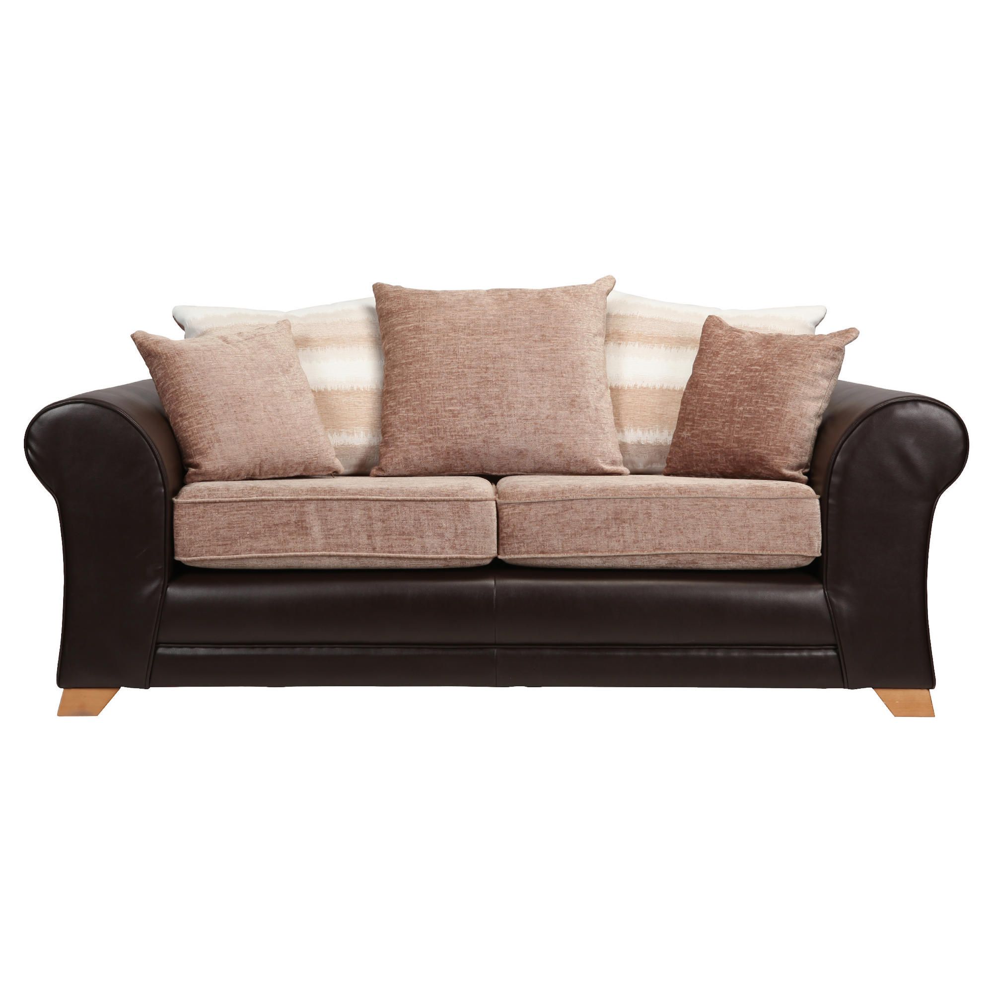 Lima fabric mix medium sofa chocolate and mink at Tesco Direct