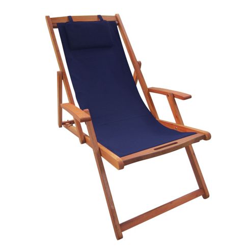 Image of Bentley Garden Wooden Deck Chair - Blue