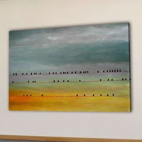 Image of Parvez Taj Birds Hanging 2 Canvas Wall Art - 30 Cm H X 45 Cm W X 5 Cm D