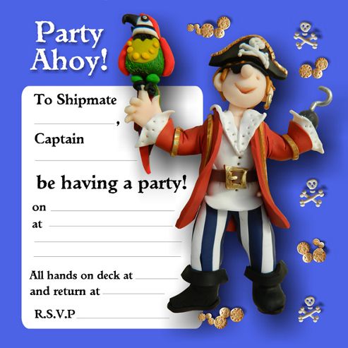 Image of Holy Mackerel Pirate Party Invitations, Pack Of 8