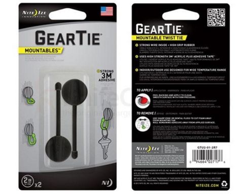 Image of Nite Ize Mountable Gear Tie 2" Black (pack Of 2)