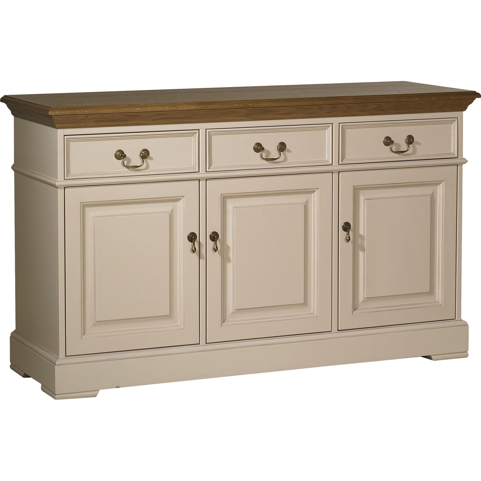 YP Furniture Country House Three Door Sideboard - Oak Top and Ivory at Tesco Direct